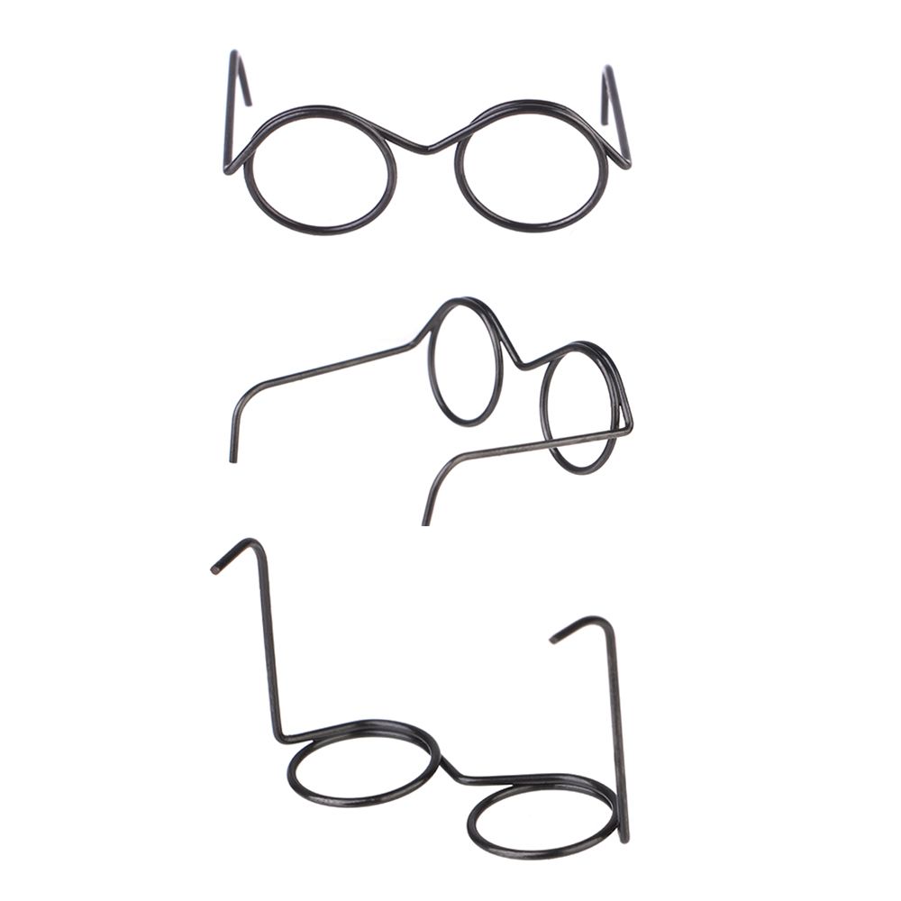 5 шт. Детские игрушечные очки из сплава, милые, с круглой оправой, для кукол, черные, без линз