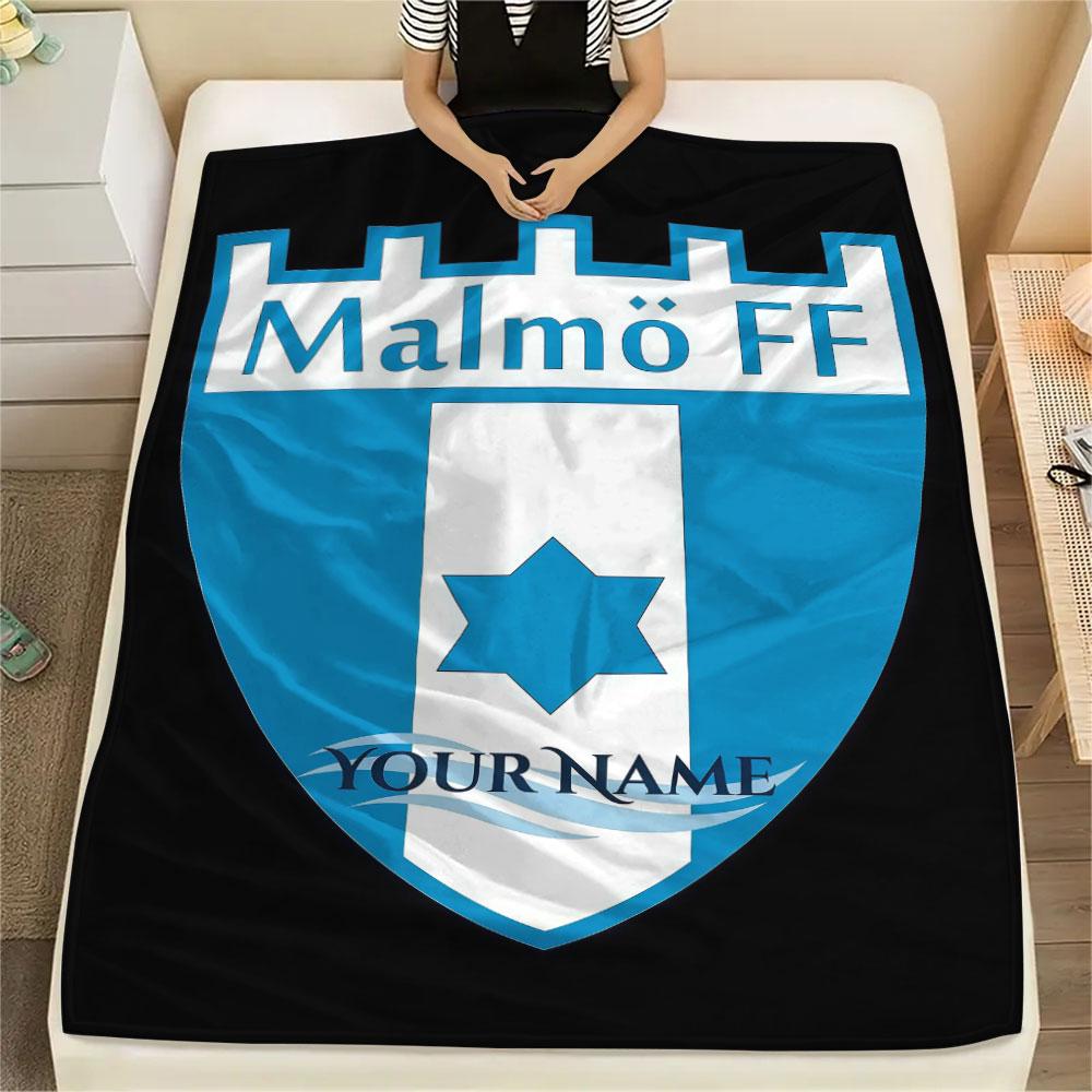 Custom Name,Malmo Printed Flannel Blanket, soft throw for bedroom sofa, washable, Christmas present, great gift.