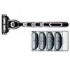 Black 5Pcs/Set 1 Machine + 4 Blades Manual Mens Hair Removal Shaving Razors with Replaceable Razors Blades