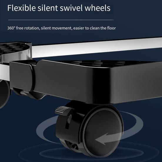 Computer Tower Stand with 4 Locking Caster Wheels Adjustable Heavy Duty Metal Computer CPU Holder Home Office Ventilated PC Tower Cart Floor Stand