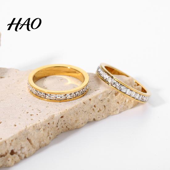 Engagement Ring Smooth Surface Noble Couple Square Wedding Cubic Zirconia Jewelry Accessory