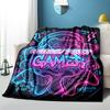 1PC Custom Name Neon Gamer Vibes flannel blanket versatile,all-season throw suitable for the living room,bedroom,camping,travel,and gift