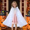 Children Halloween Cloak with LED Light String Translucent Mesh Sequin Hooded Shirring Lace-up