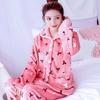 Autumn Winter Flannel Women's Pajamas Sets Cartoon Printed Sleepwear Warm Velvet Homewear Set Kawaii Girl Pijamas Mujer Pyjamas