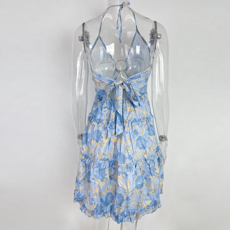 Women's Summer Sexy Hollow Hanging Neck V-Neck Cake Dresses