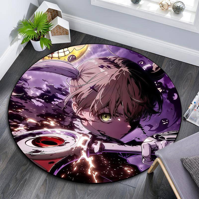 Soul Eater Round Area Rug,Carpet Rug for Living Room Bedroom Sofa Playroom Decor,Non-slip Floor Mat