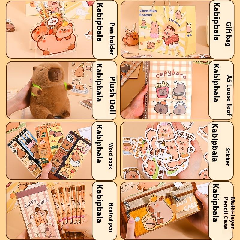 Подарочный набор к школьному сезону Подарочная коробка для учеников начальной школы Подарочный набор канцелярских принадлежностей Kapibara Набор канцелярских принадлежностей