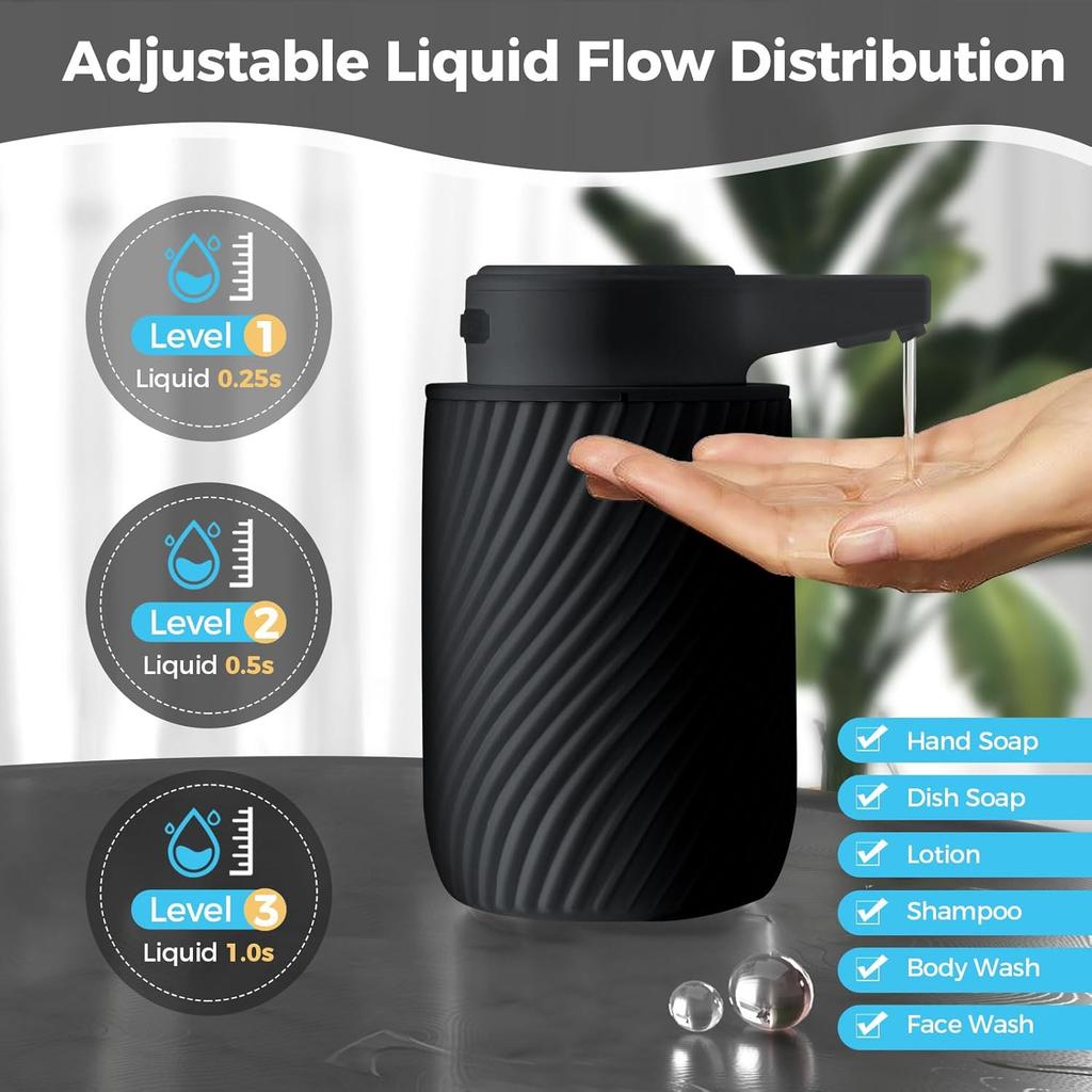 New Touchless Soap Dispenser Rechargeable Automatic Soap Dispenser 300ml with 3 Adjustable Soap Levels Bathroom Kitchen