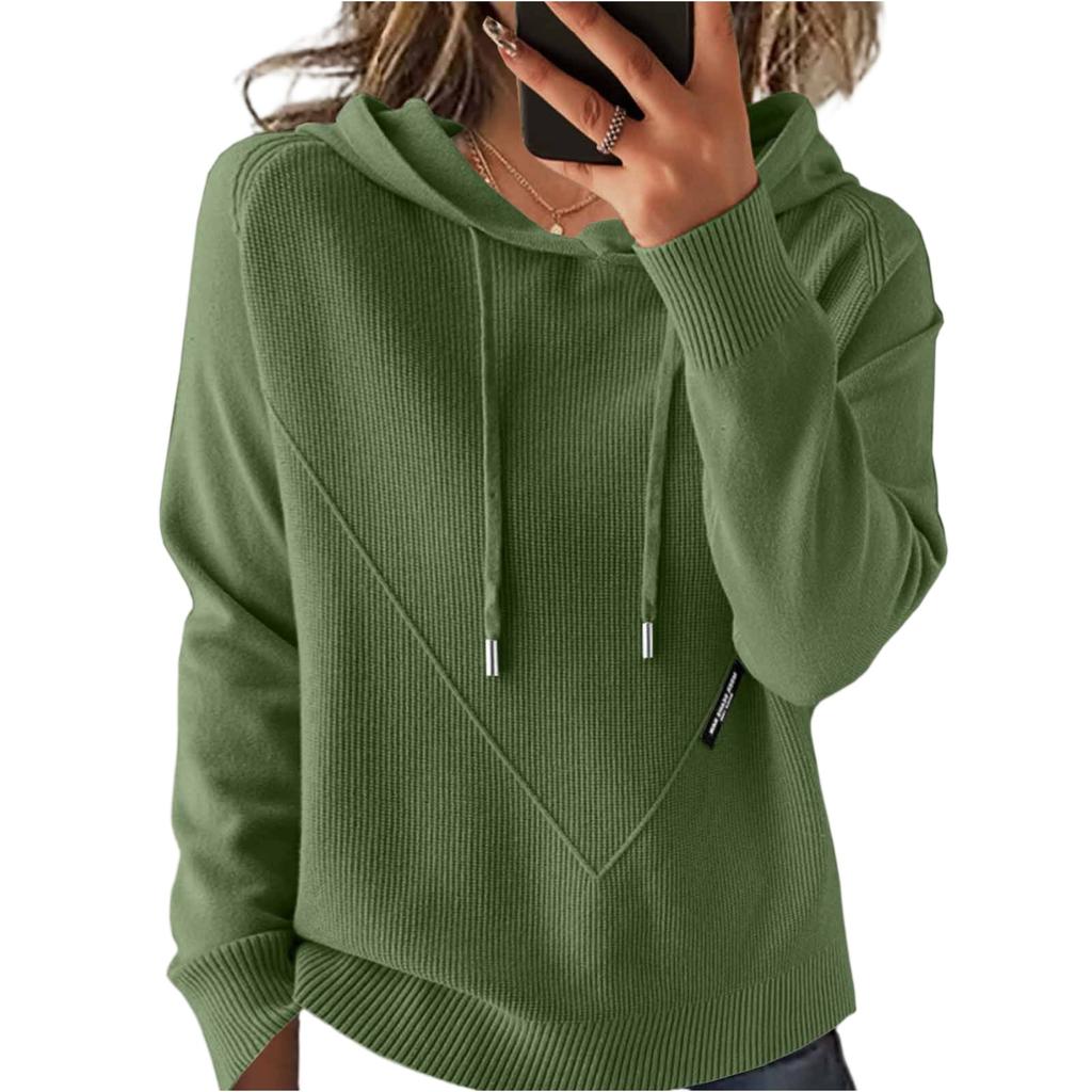 Fashionable Women's Knitted Sweater Lazy Style Loose Slim Hoodie Sweater