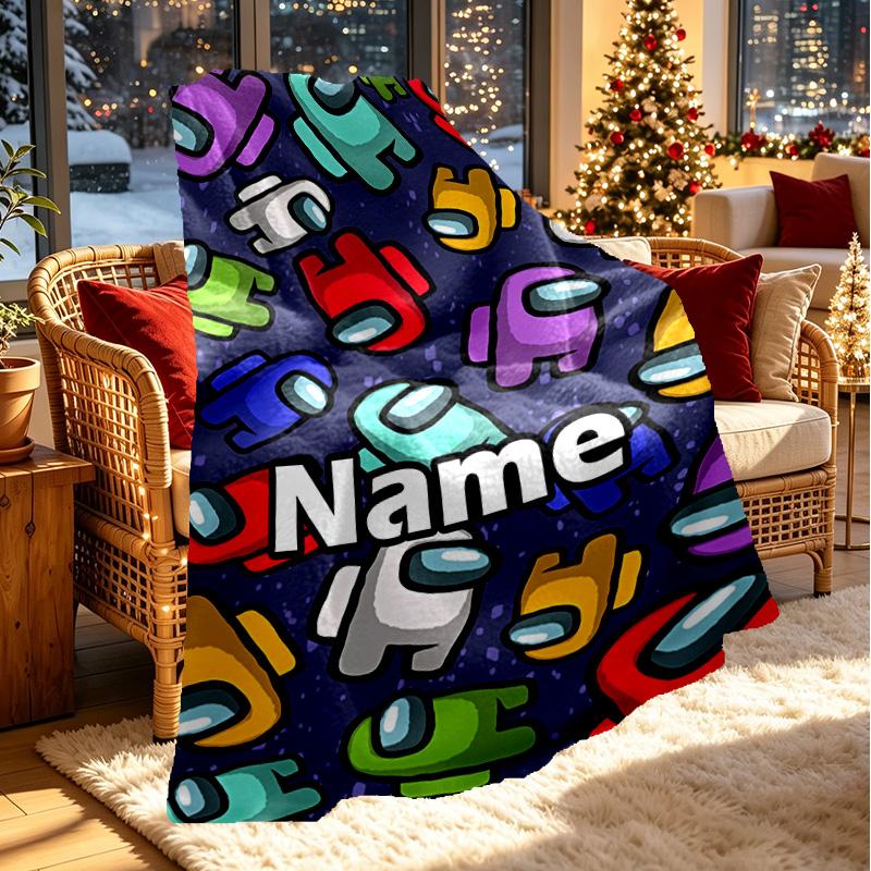 Custom Name Personalized Among Us Print Blanket, Home Decor, Bedroom, Sofa, Camping, Couch, Gifts for Birthday ChristmasEnthusiasts