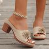 Модные римские сандалии с цветочным декором для женщин, туфли-шлепанцы с открытым носком на массивном высоком каблуке, женские легкие летние сандалии без застежки, 2025