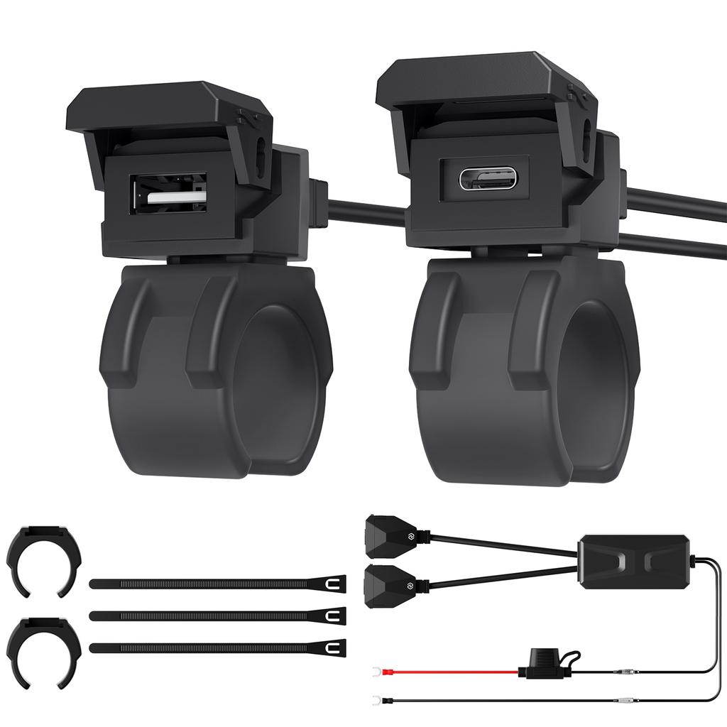 PD QC3.0 Мотоциклетное USB Быстрое Зарядное Устройство для Телефона Водонепроницаемый Разъем Порта Type-C 12/24В Крепление на Руль Зарядное Устройство для Телефона