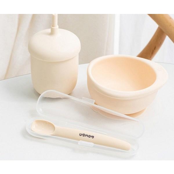 UBMom Silicone Baby Food Spoon + Case Set, Beige (Spoon), 1 Set
