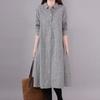 Literary Loose Plus-size Women's Long Thin Plaid Dress Fashionable Loose Large Size Long Thin Plaid Long-sleeved Dress