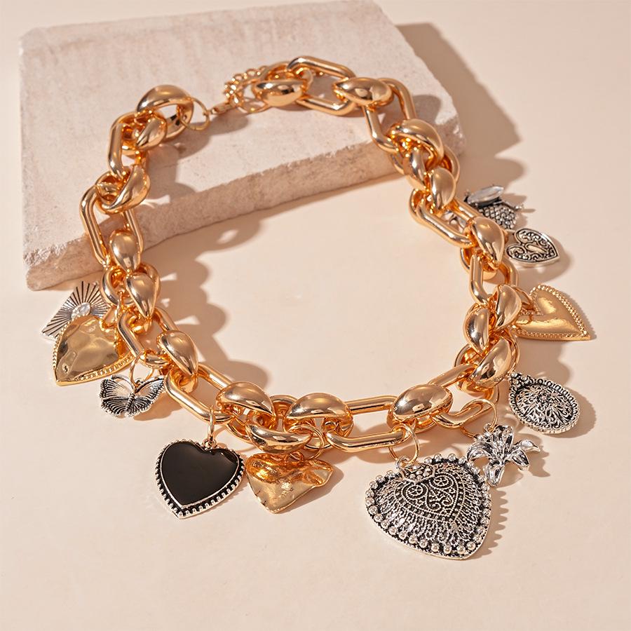 Винтажное металлическое ожерелье с ракушкой в форме сердца: Роскошная, Уникальная и Преувеличенная Цепочка на Ключицу