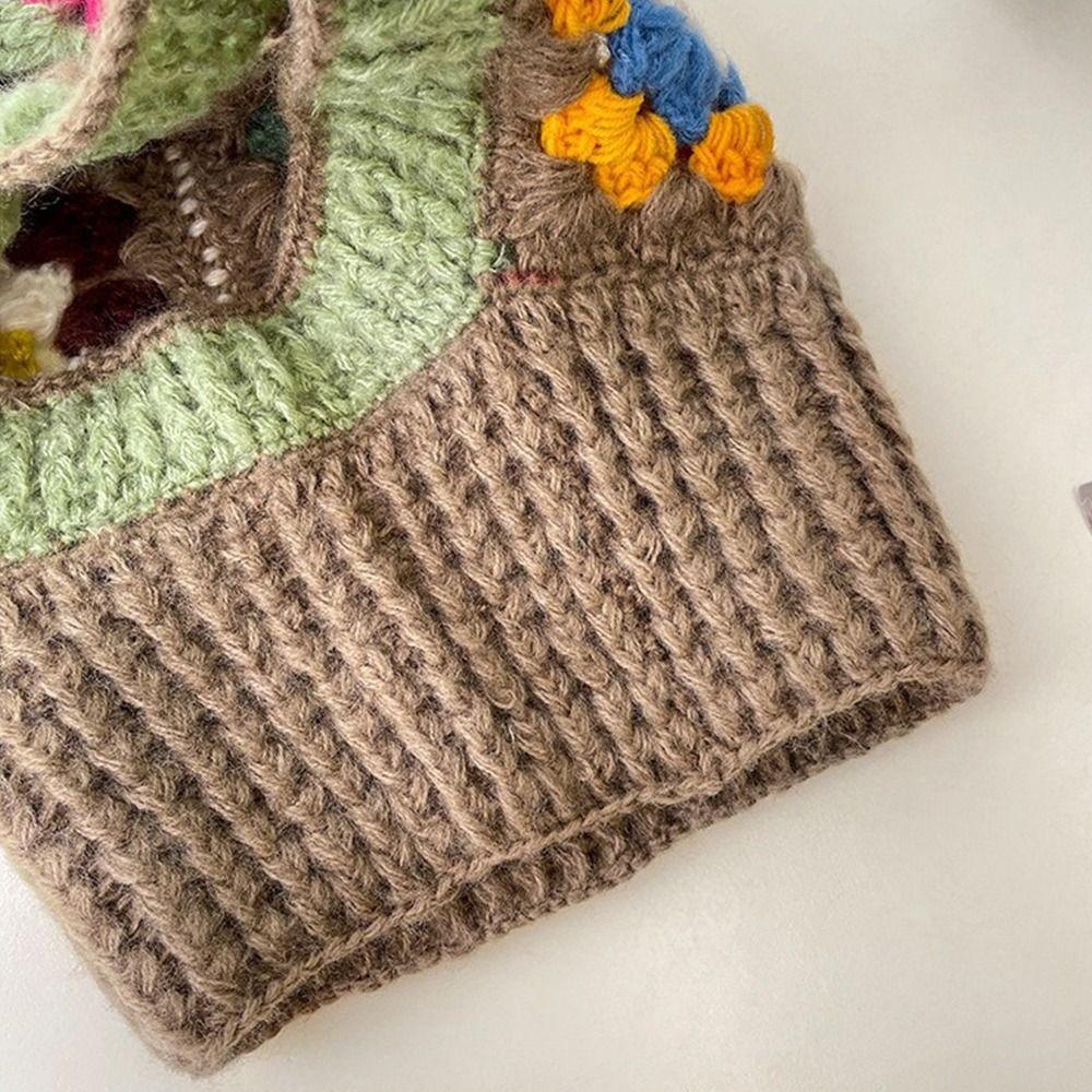 Colorful Knitted Yarn Hat Ear Protection Pullover Hat Windproof Knitted Hooded Caps Cold Weather
