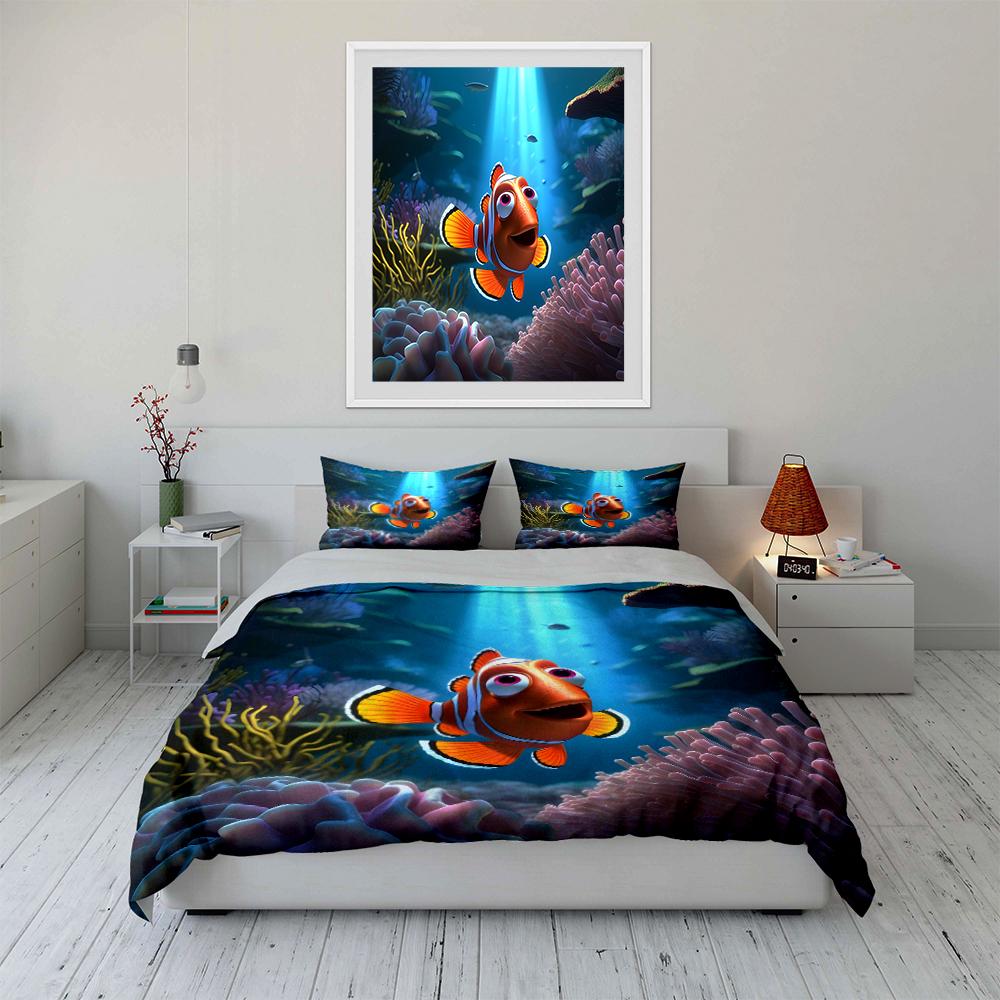 Underwater Clownfish Bedding Set Bedding set (1 duvet cover, 2 pillowcases, duvet not included)