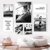 Classic Race Car Fashion Girl Paris Black White Wall Art Canvas Painting Nordic Poster Print Wall Picture Living Room Home Decor