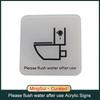 Please Flush Water After Use Signs Plaque Signage Acrylic Signs Plate Sticker Public Place Wall Stickers for Hotel Shoppe House