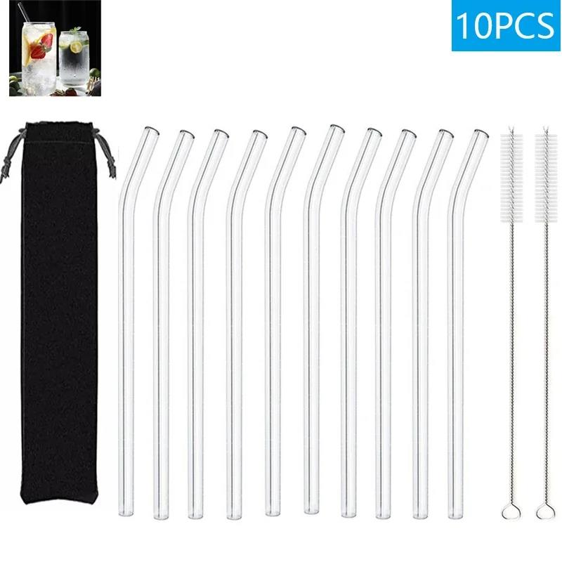 20-1Pcs Eco Friendly Glass Straws Reusable Drinking Metal Straw with Brushes Smoothies Milkshake Cocktails Party Bar Accessory Cup Holders 5