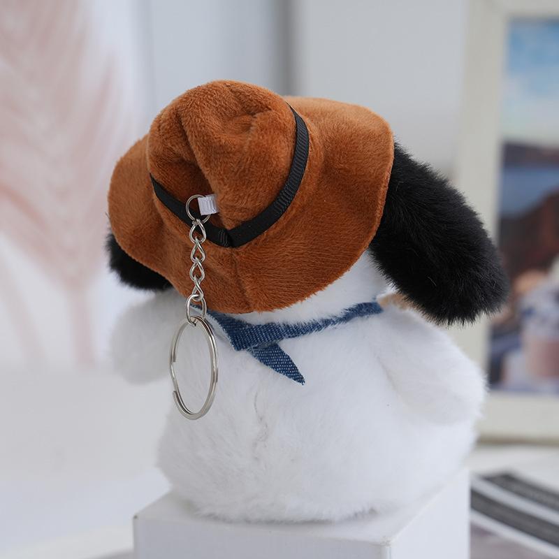 13cm Snoopy Plush Keychain Hat wearing Puppy Plush Toy Keychain Bag Charm gifts