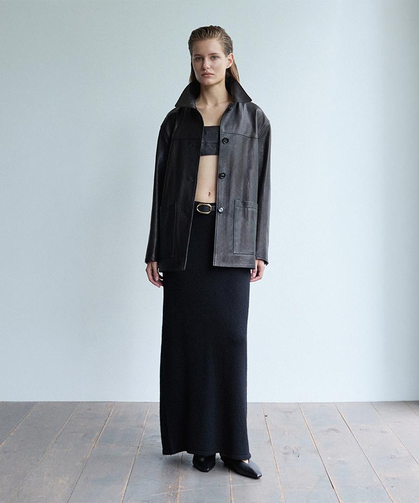 VERDEMAR Italy Vegetable Lambskin Car Coat_Black