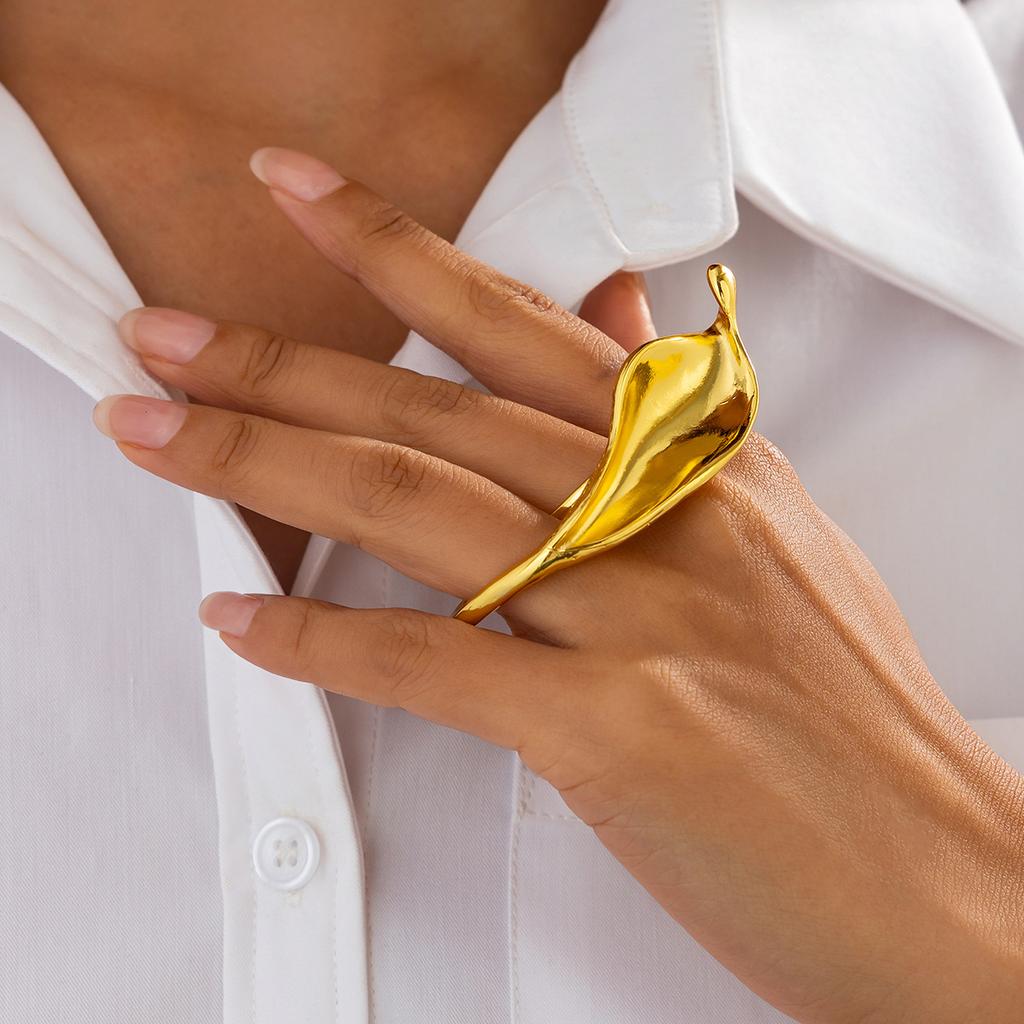 Кольца в форме листьев из металла для женщин и мужчин, винтажное панк-золото-серебряное регулируемое кольцо с отверстием, матовое, 2024, подарочные ювелирные изделия