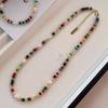 Colorful Stone Bead Freshwater Pearl Necklace Bracelet Set, Boho Beaded Jewelry Set