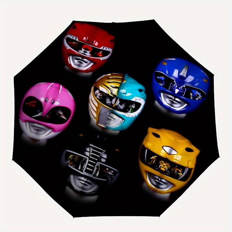 1pc Power Rangers Automatic Folding Umbrella, Portable Collapsible Design, 8-Rib Iron Frame,, All-Season Casual Outdoor Accessory for Christmas Birthd
