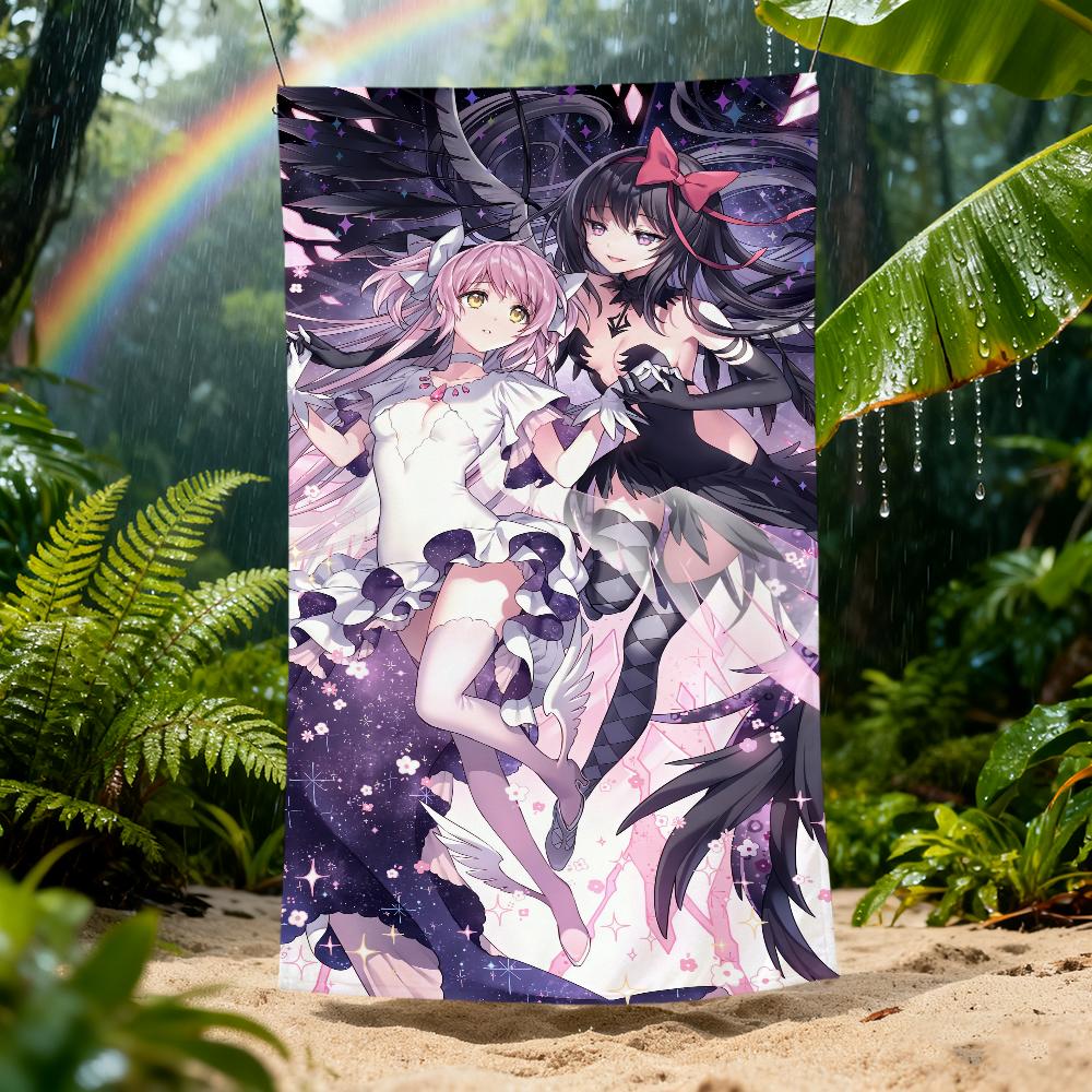 P-puella M-magi M-mado-ka M-magica Мультяшное Полотенце Пляжное Быстросохнущее Мягкое Полотенца для Бассейна Подарок для Путешествий Спортзала Душа Кемпинга