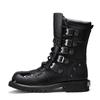Men's Cowhide Genuine Leather Work Boots, Military Combat Boots, Gothic Skull Punk, Motorcycle Martin Boots, Mens Riding