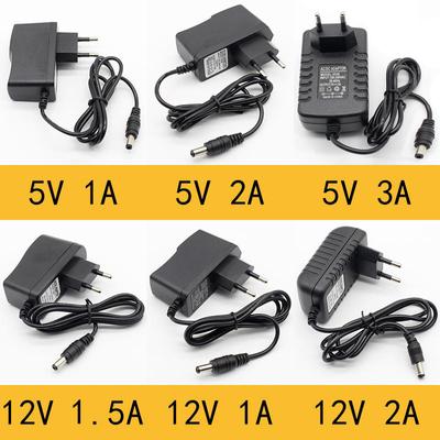 1 шт., адаптер питания переменного тока в постоянный ток 100-240 В, адаптер зарядного устройства 5 В, 12 В, 1 А, 2 А, 1,5 А, вилка стандарта Великобритании, ЕС, 5,5 мм x 2,1 мм, 5,5 мм x 2,5 мм/вилка 5v3aDC