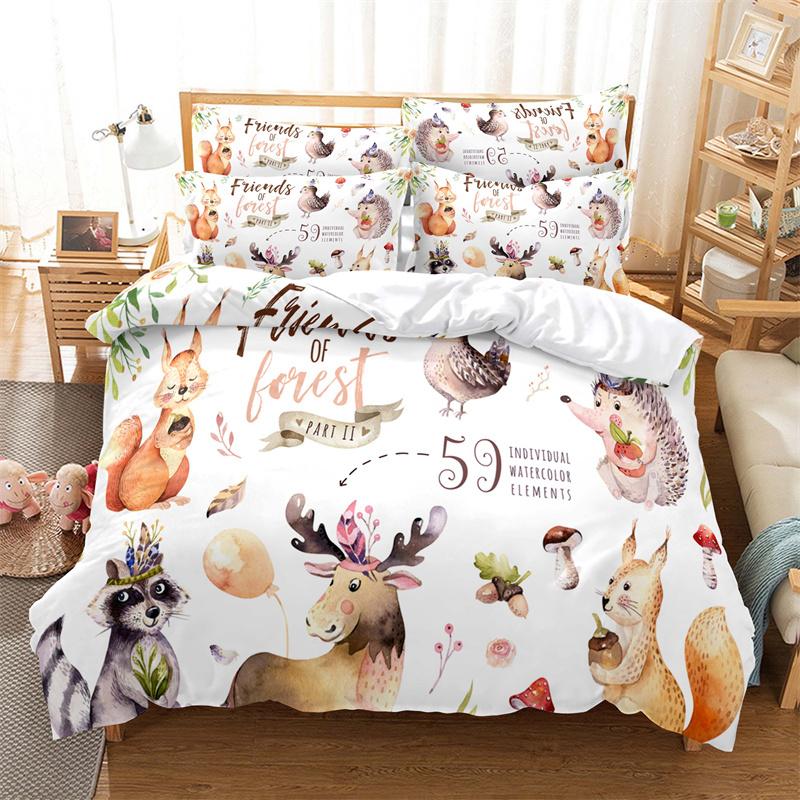Комплект постельного белья с изображением лесных животных, комплект постельного белья с изображением животных, модный комплект постельного белья для детской спальни, комплект постельного белья с изображением мультфильмов
