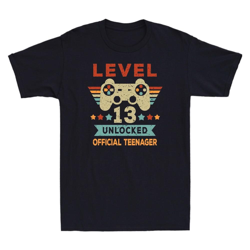 Level 13 Unlocked Teenager 13th Birthday Novelty Gamer Gift Vintage Tshirt Tee