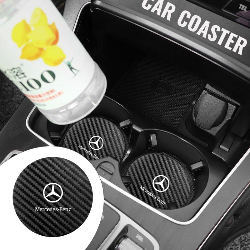 FFYE5 2pcs Car Cup Holder Anti Slip Insert Coaster Pads Accessories For Benz W202 W212 W126 W140 W168 W177 CLS GLE GLC GLS CLA
