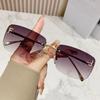 Ruiao Rimless Sunglasses UV400 Fashion Square Metal Glasses for Women Luxury Brand Designer Diamond Y2k Small Face Sun Glasses