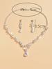 3pcs Women's Fashionable Zircon Set with Rhinestones, Zircon, Water Droplets, Necklace, Earrings, Wedding Dress Accessories