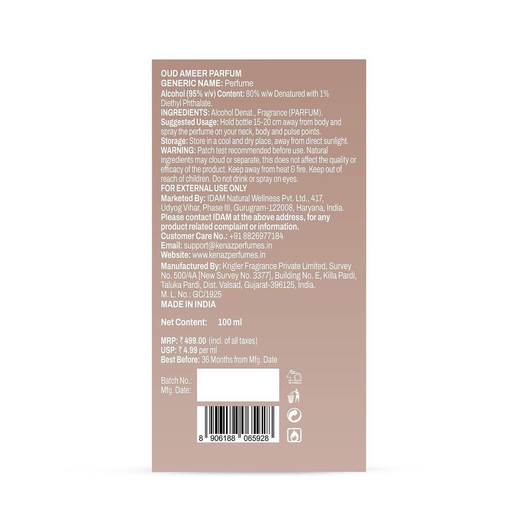 KENAZ Oud Ameer |100ml | Unisex Luxury Perfume |