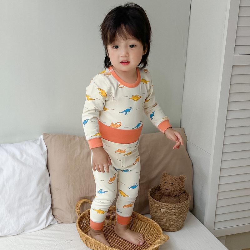 Детский комплект нижнего белья из хлопка с высокой талией для мальчиков и девочек, бесшовный домашний костюм для защиты живота