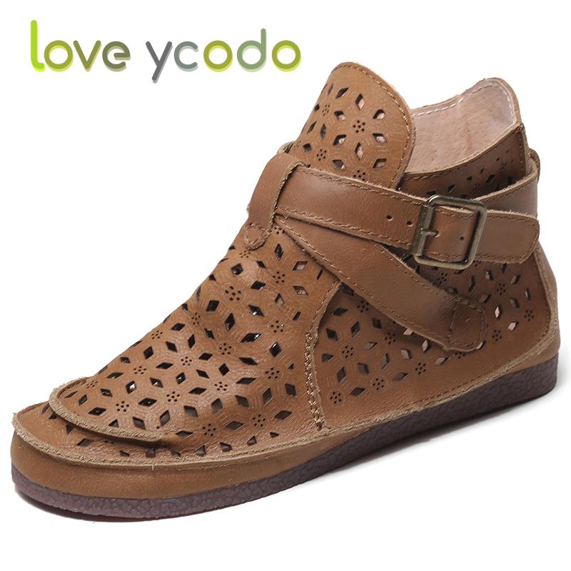 Женские летние удобные повседневные ботильоны из натуральной кожи Love Ycodo