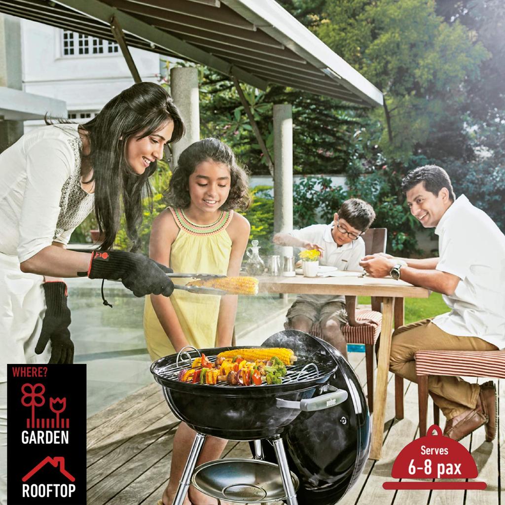 Weber Barbecue Stove Diameter 47cm Compact Kettle Charcoal Camping for People Genuine Product 10 Year 1221308 Thermometer Included 1221308 Black 47cm