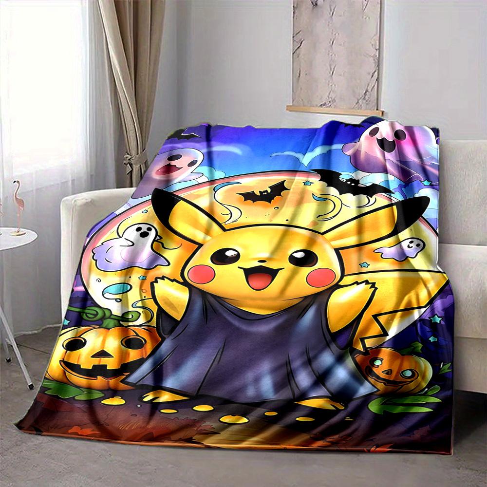 1pc Halloween Pikachu Blanket Lightweight Flannel Blanket Throw Blanket For Sofa, Bed, Travel, Camping, Livingroom, Office, Couch