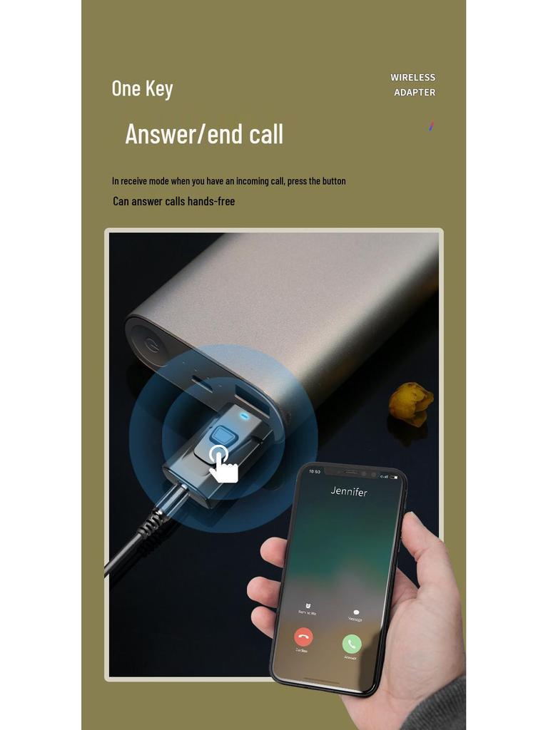 Новый аудиоадаптер 4-в-1 с Bluetooth 5.4, передатчик и приемник, для автомобилей с функцией вызова.