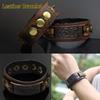 Регулируемый коричневый широкий кожаный напульсник панк браслет на кнопках браслет-манжета браслет-обертка