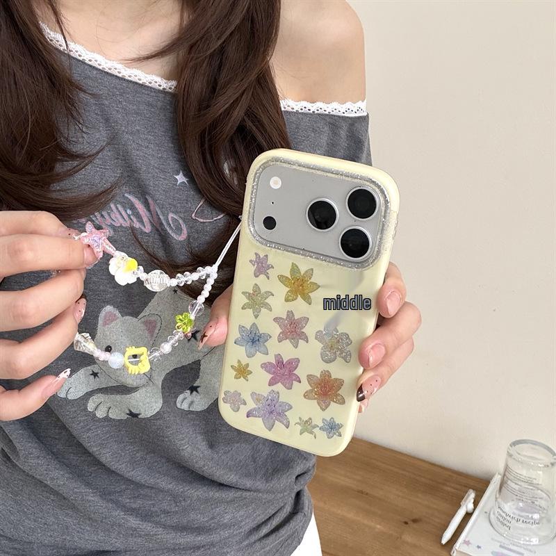 Яркий чехол для телефона с блестками в виде цветка лилии для iPhone 17, 16 Pro Max, 15, 14 - Минималистичный дизайн для женщин