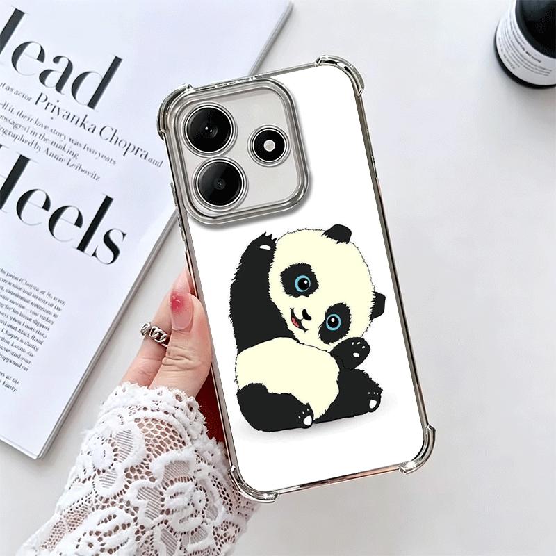 Милый Мультяшный Панда Покрытие Чехол Для Телефона Для Xiaomi Redmi Note 14 15 Pro Plus 13 12 11 11S 11T 10 9S 9 5G Противоударный Подушка Безопасности Чехол