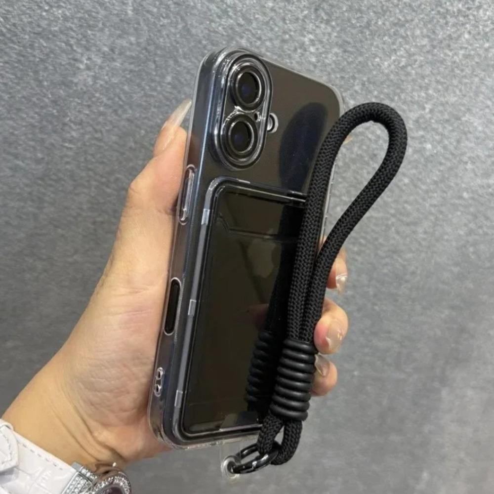 17 Air Candy Color Transparent Card Pack Case For iPhone 11 12 13 14 15 16 17 Pro Max Plus 17 Lanyard Silicone Photo Clip Cover