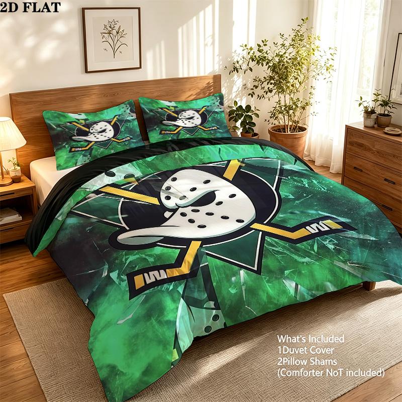 Mighty Ducks Pattern Bedding Quilt Set Home Decoration Gift (1 * duvet cover + 2 * pillowcase without core)