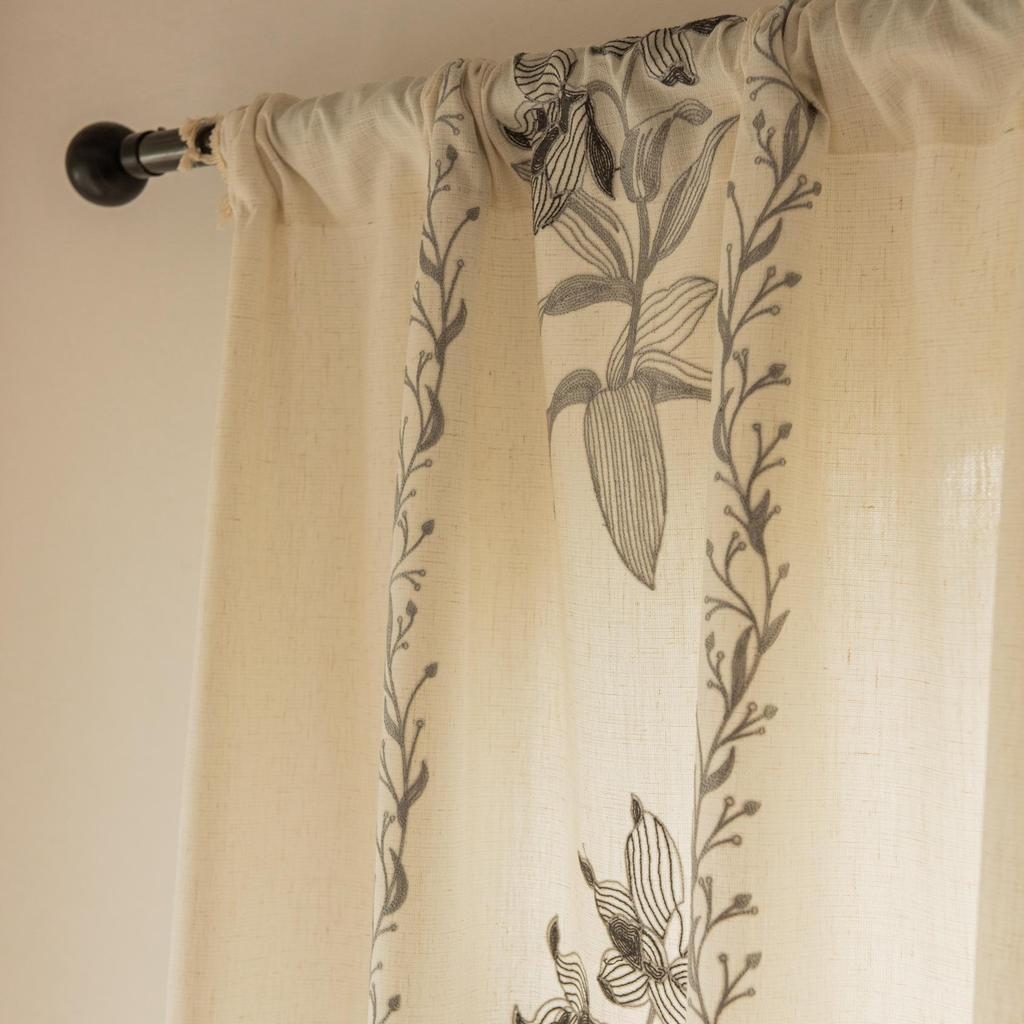 European Classical Floral Blackout Sheer Curtains for Balcony, Living Room, Bedroom, Bay Window