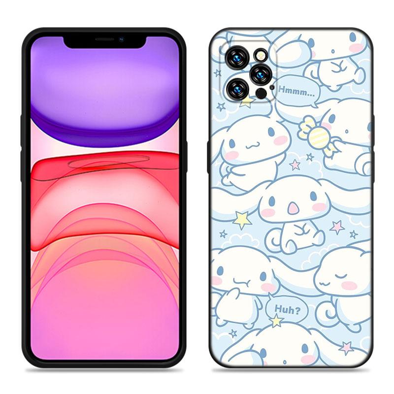 Кавайный чехол Cinnamoroll для Apple iPhone 12 13 Mini 11 14 15 Pro Max 7 8 Plus X XR XS SE 2020 2022 Черный силиконовый чехол